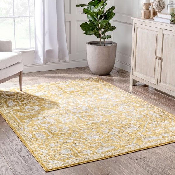 Dazzle Disa Vintage Distressed Oriental Medallion Gold 7 ft. 10 in. x 9 ft. 10 in. Area Rug