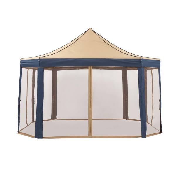 OVASTLKUY 13 ft. x 10 ft. Brown Outdoor 8-Sided Patio Canopy