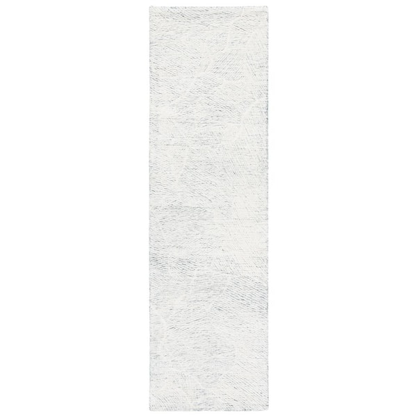 Metro 2 ft. x 10 ft. Dark Gray/Ivory Solid Color Abstract Runner Rug