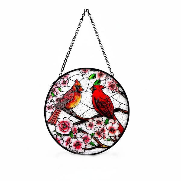Cardinal Stained Glass Sun Catcher Window Hanging