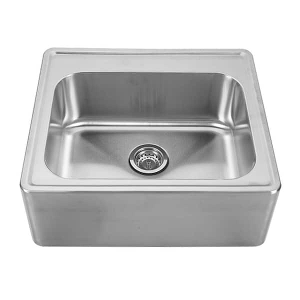 Whitehaus Collection Noah's Collection Farmhouse Apron Front Stainless Steel 25 in. Single Bowl Kitchen Sink in Brushed Stainless Steel