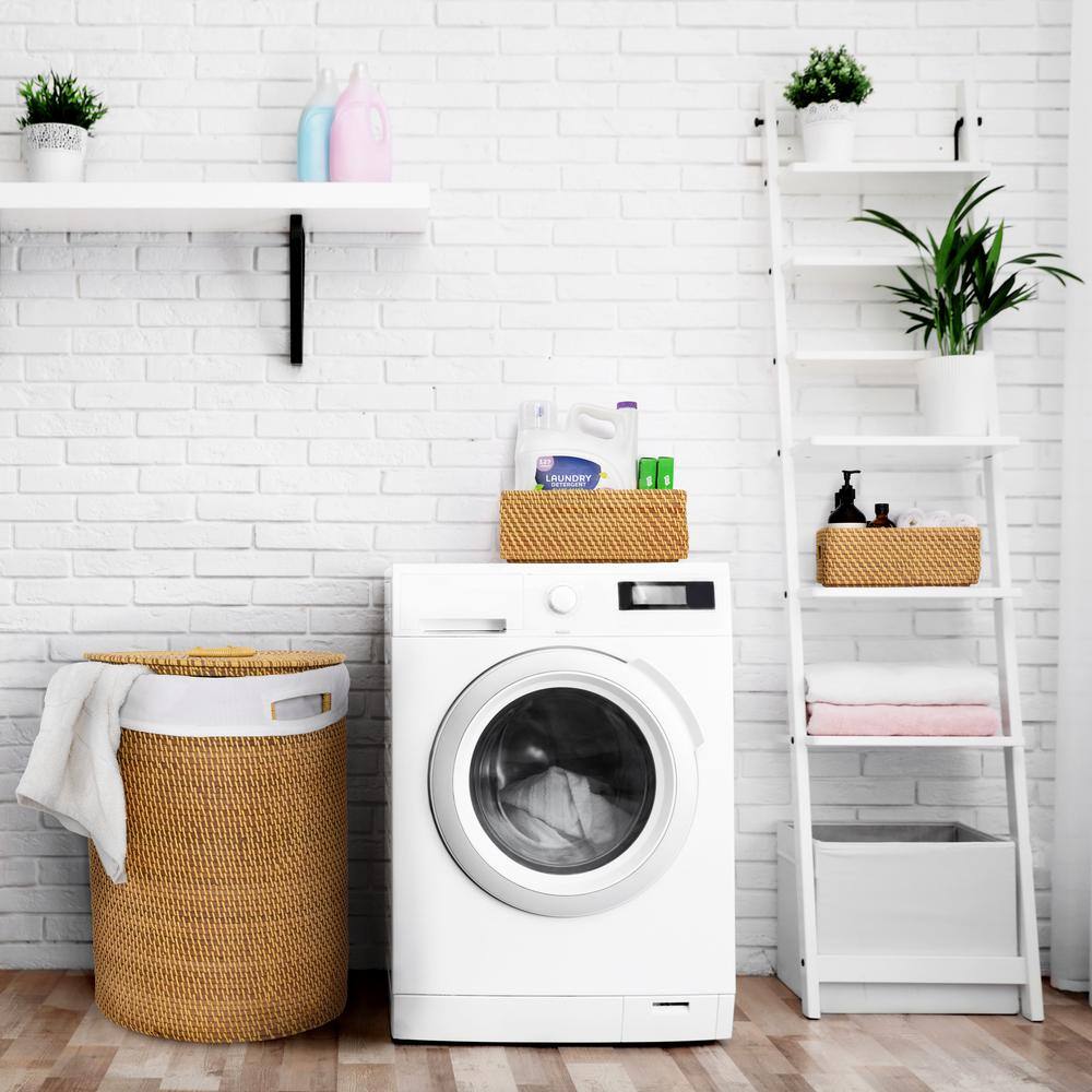 Handwoven Natural Wicker Lidded Laundry Hamper Set