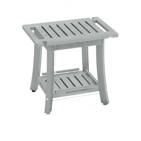 HDPS Series 16 in. W Freestanding Waterproof, Heavy Duty 400LBS, Storage Shelf Shower Bench Seat 16 in. Gray