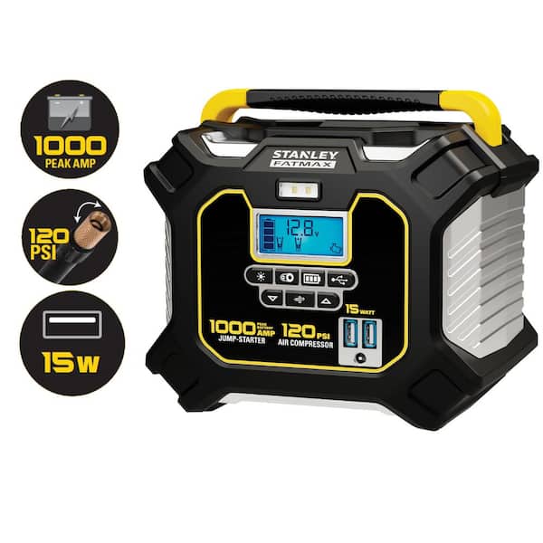 Stanley 1000 Peak Amp Portable Jump Starter, 120 PSI Compressor