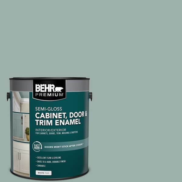 BEHR PREMIUM 1 gal. #490F-4 Gray Morning Semi-Gloss Enamel Interior/Exterior Cabinet, Door & Trim Paint