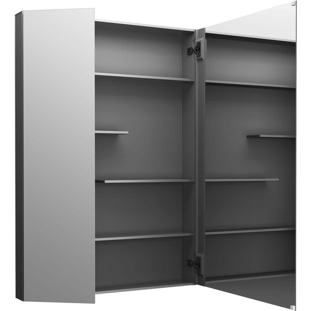 Maxstow Dark Anodized Aluminum Frameless Medicine Cabinet with Mirror