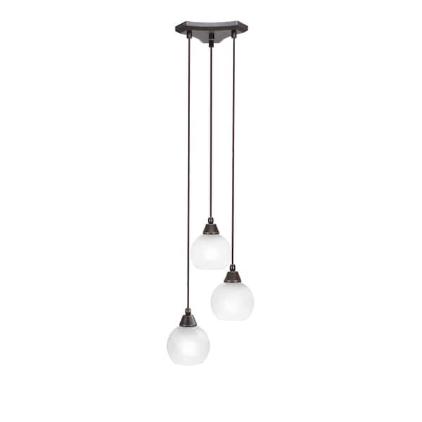 Unbranded Condor 3 Light Dark Granite, Cluster Pendant Light with 5.75 in. White Marble Glass Shades, No bulbs included