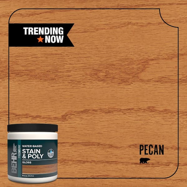 BEHR 8 oz. TIS-352 Pecan Gloss Semi-Transparent Water-Based Interior Wood Stain and Poly in One