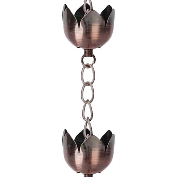Decorative Lotus Cup Rain Chain 72 in. Metal for Home and Garden Decoration Weather Resistant with Soothing Sound