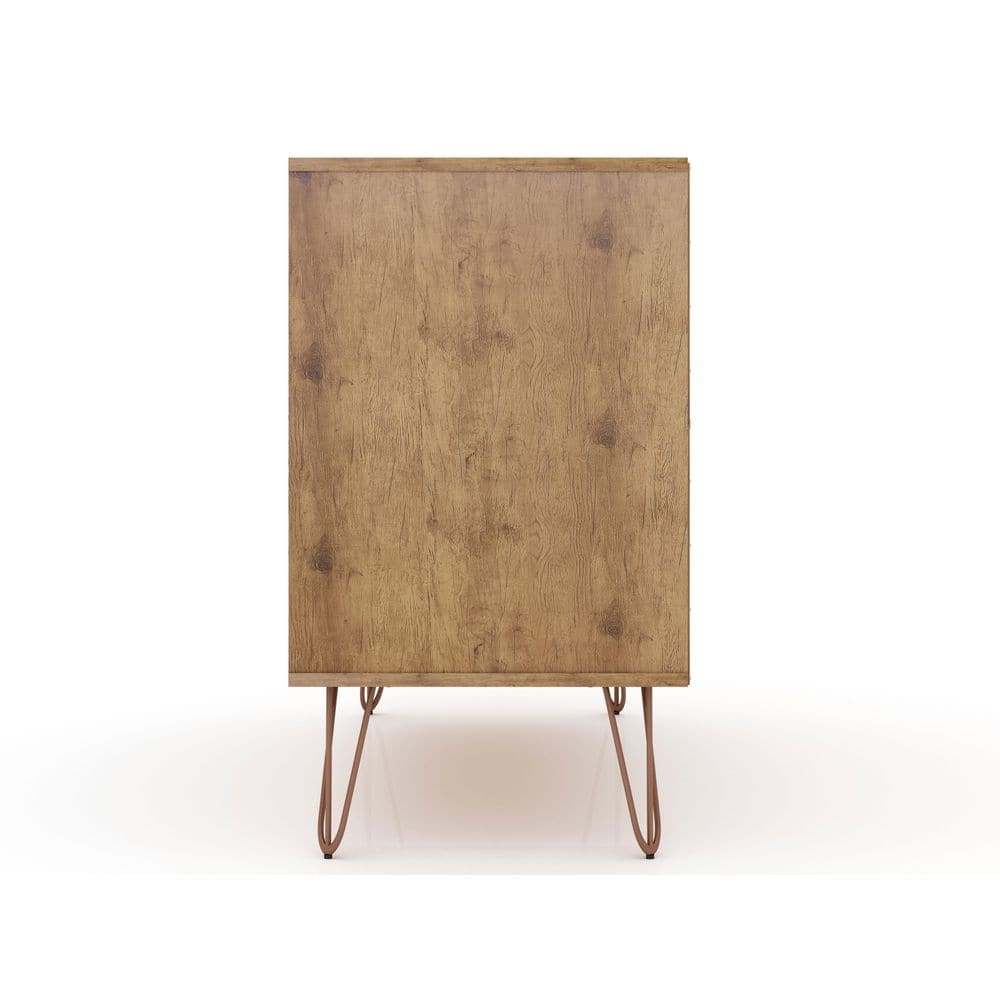 Nature and Rose Pink Mid-Century Night Table with Hairpin Legs