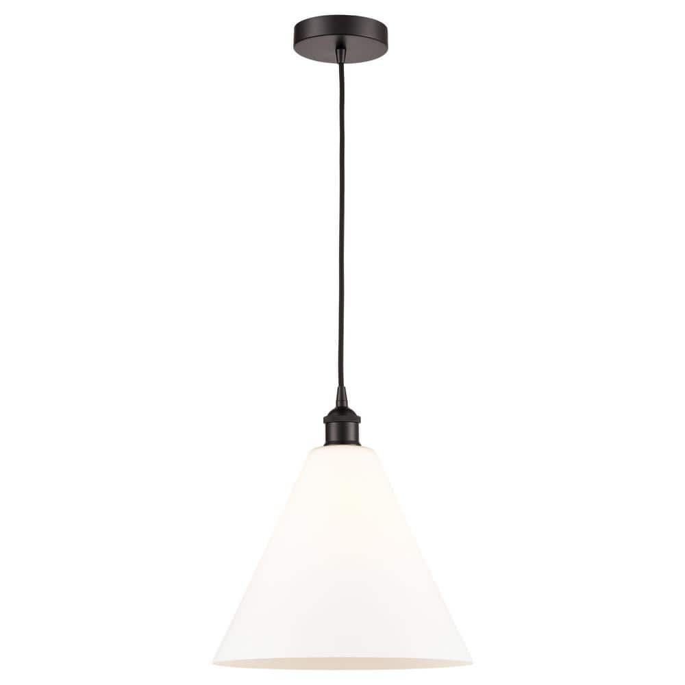 Edison Glass Cone 60-Watt 1-Light Oil Rubbed Bronze Standard Mini Pendant Light with Painted Glass Shade price history on PriceWatchPro
