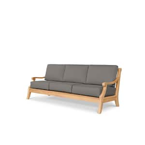 Adrien 1-Piece Teak Outdoor Couch with Sunbrella Charcoal Cushions