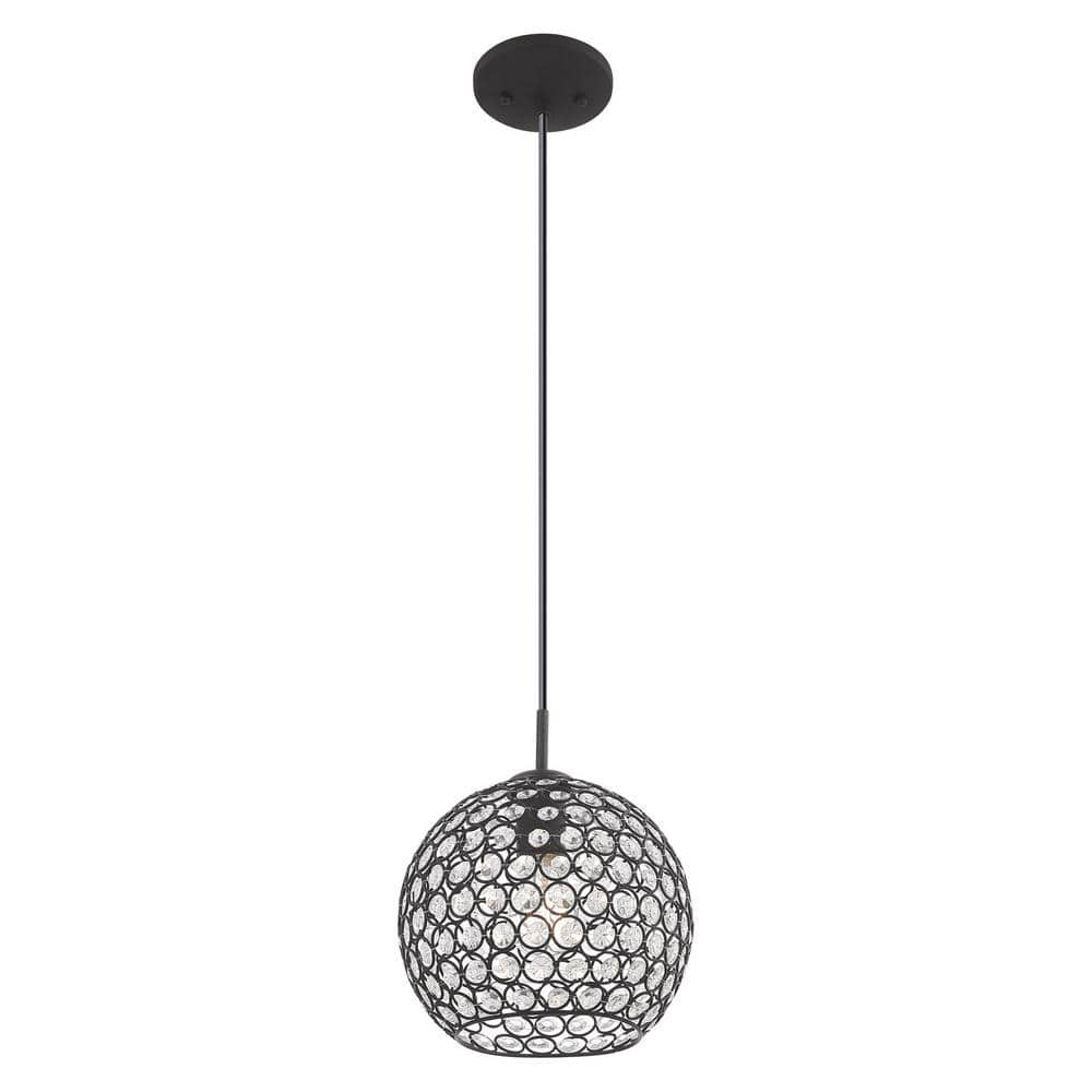 Cassandra Black Mini Globe Pendant with Crystal Accents
