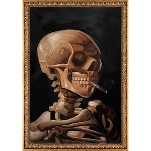 Skull of a Skeleton with Cigarette by Vincent Van Gogh Versailles Gold Framed Abstract Art Print 27.5 in. x 39.5 in.