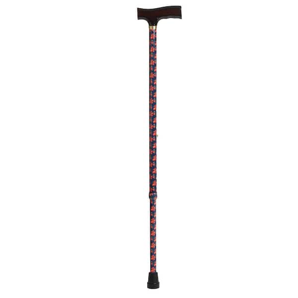 Drive Adjustable Lightweight T-Handle Cane with Wrist Strap - Red Floral