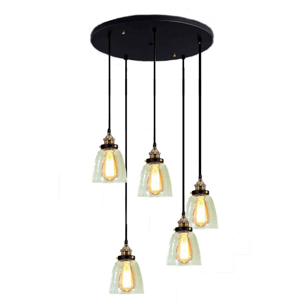 Edison Euna Collection 5-Light Black Clear Glass Indoor Pendant price history on PriceWatchPro
