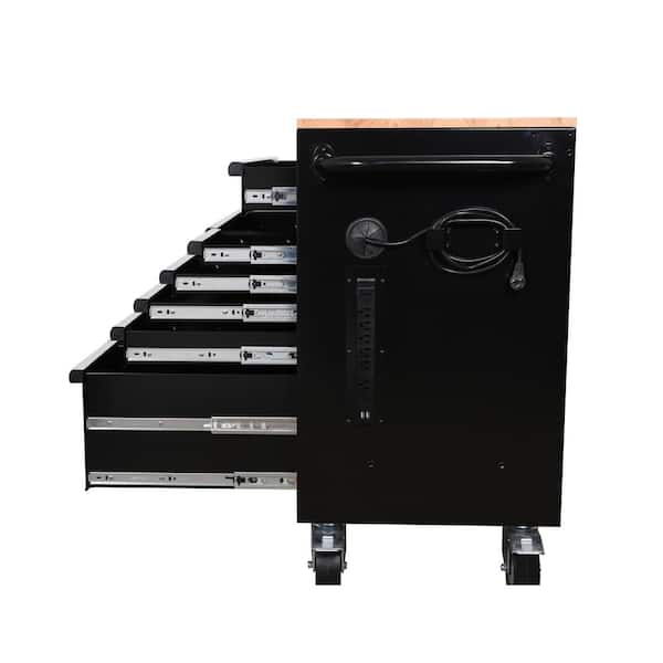Husky - Modular Tool Storage 52 in. W x 20 in. D Standard Duty Black Mobile Workbench Cabinet