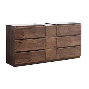 Lazzaro 72 in. Modern Double Bath Vanity Cabinet Only in Rosewood