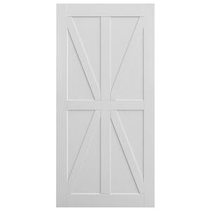 24 in. W. x 80 in. White Finished 6-Paneled MDF Sliding Barn Door with Hardware Kit