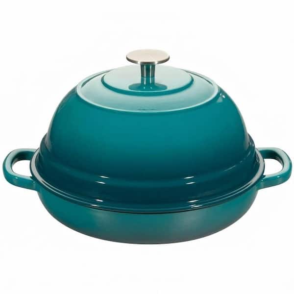 6 Quart Round Enameled Cast Iron Bread Oven Pot with Lid Darkcyan for Sourdough Baking Oven Safe 1 Piece