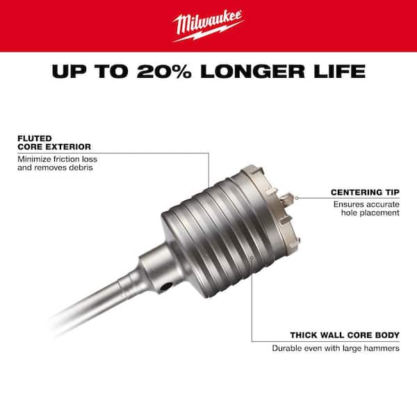 Milwaukee 2-5/8 in. x 11-3/8 in. SDS-MAX Core Bit 48-20-5412 - The