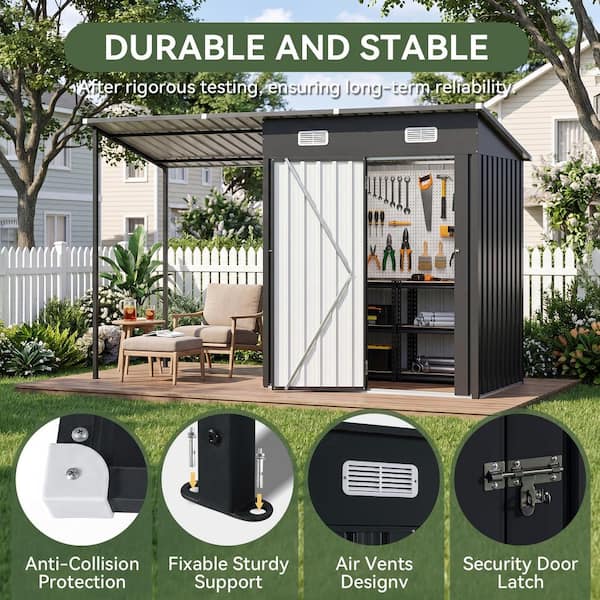 Sizzim 10 ft. W x 3 ft. D 2 in 1 Outdoor Storage With Canopy