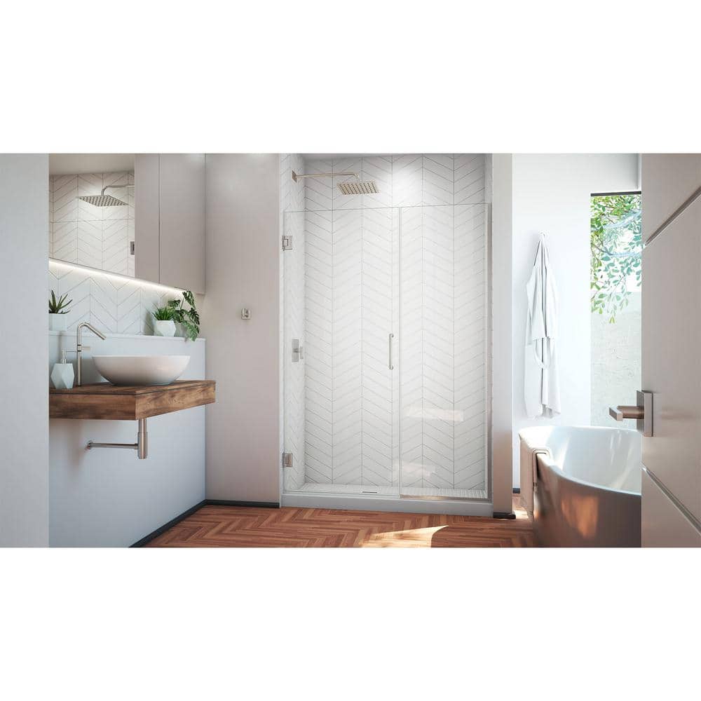 Unidoor Plus 52" Frameless Clear Glass Hinged Shower Door