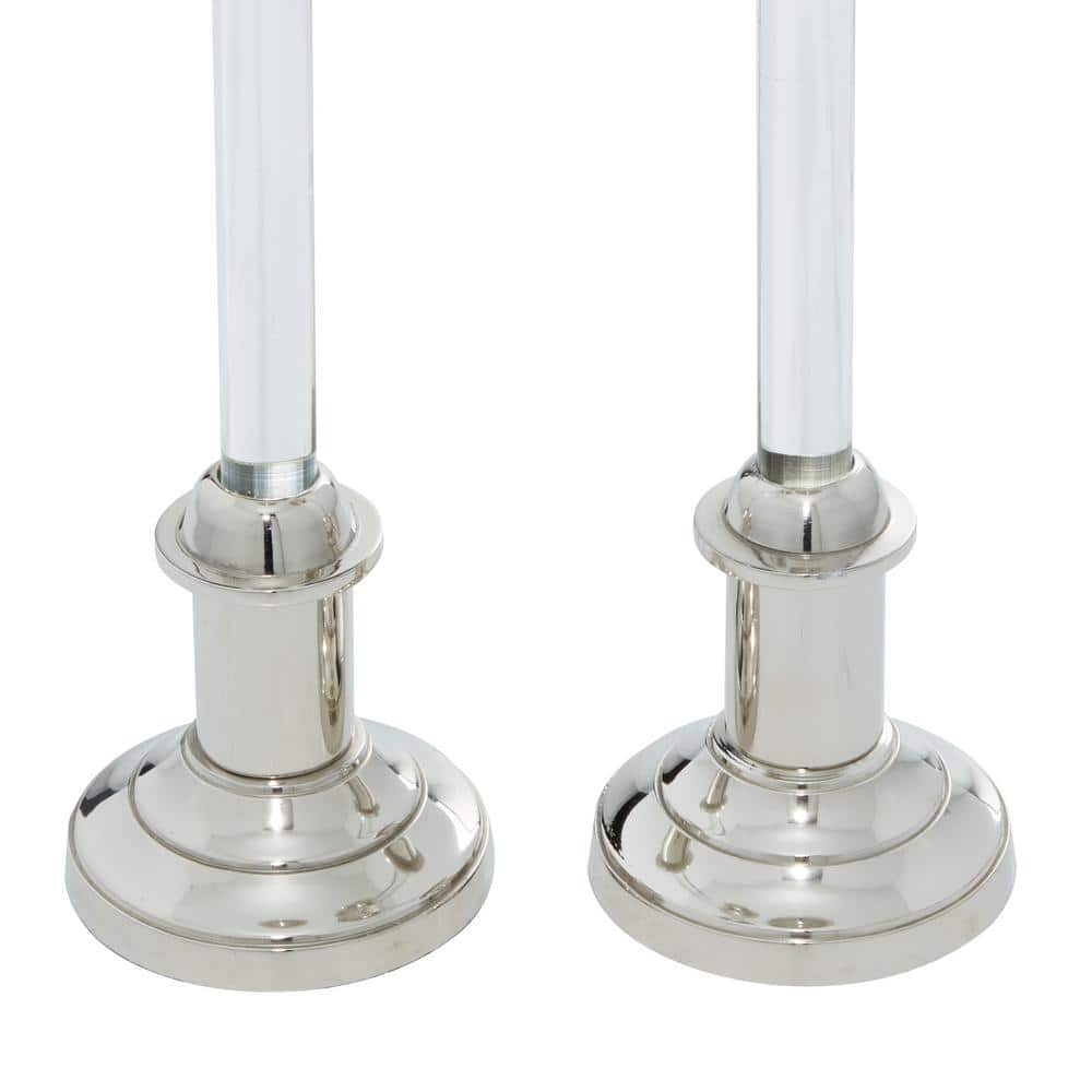 Elegant Silver Aluminum 15.6'' Tabletop Candlestick Pair