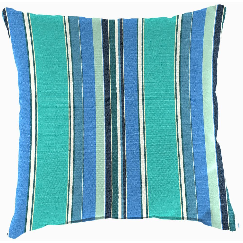 Dolce Oasis Blue Stripe Square Outdoor Throw Pillows Set
