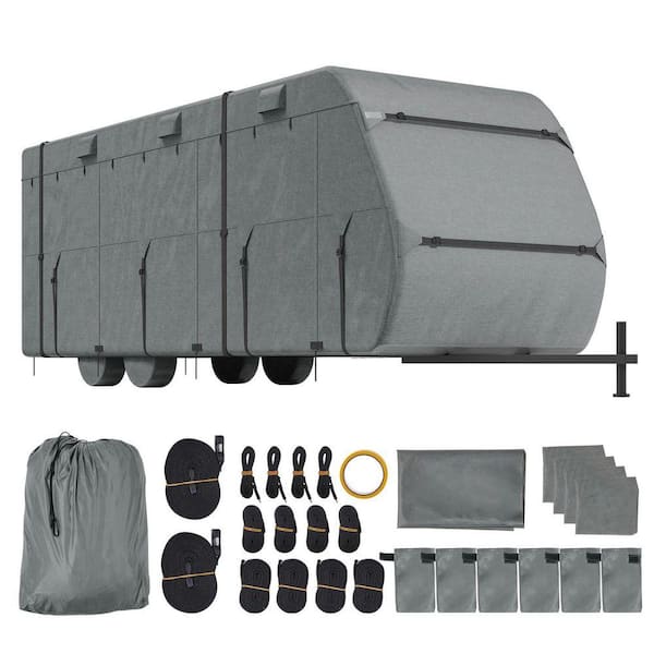 Travel Trailer Cover, 28-31 ft. RV Cover, Waterproof, and Rip-Stop Class A RV Cover, Top 300D Oxford Fabric Camper Cover