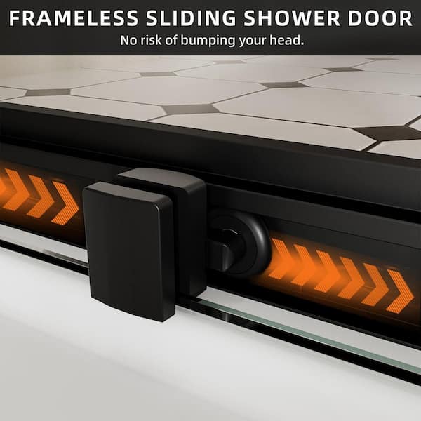 ACE DECOR Corner Double Sliding Shower Door, with black lines 6mm