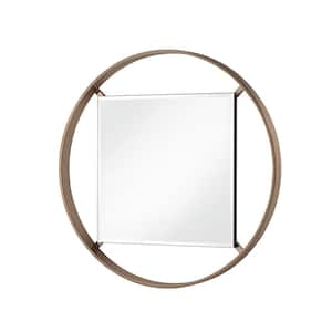 Medium Round Champagne Beveled Glass Modern Mirror (33 in. H x 33 in. W)