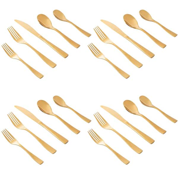 flatware set in brushed gold & black | parker + gibbs