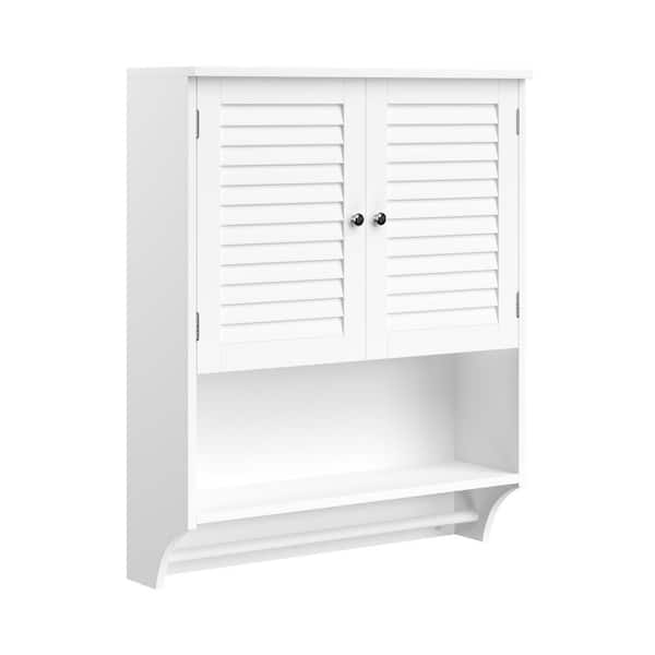 Lavish Home Wall-Mounted Bathroom Organizer - Medicine Cabinet or Over-the-Toilet Storage (White)