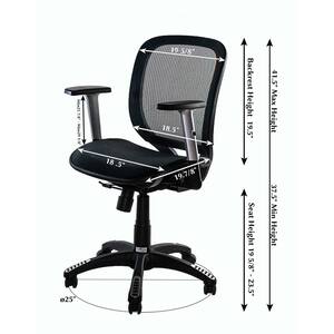 25.4 in. Width Big and Tall Black Mesh Ergonomic Chair with Wheels