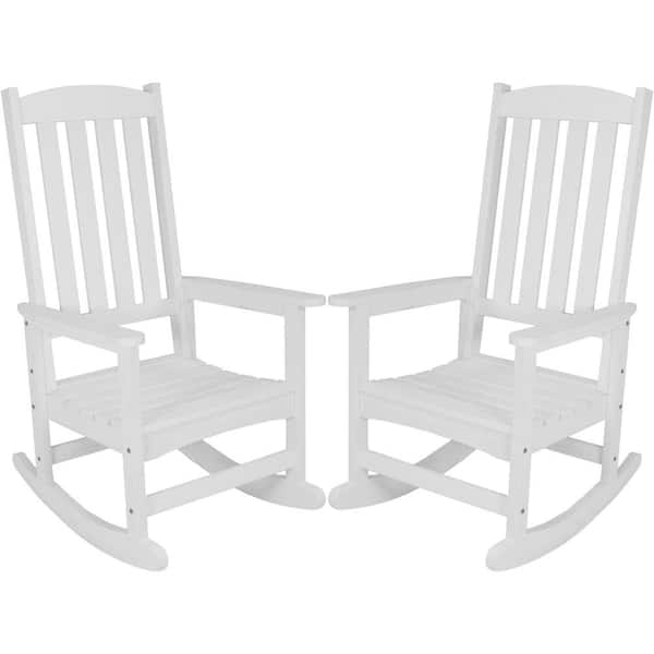 Sunnydaze Decor White All Weather, White Patio Rocking Chair Set
