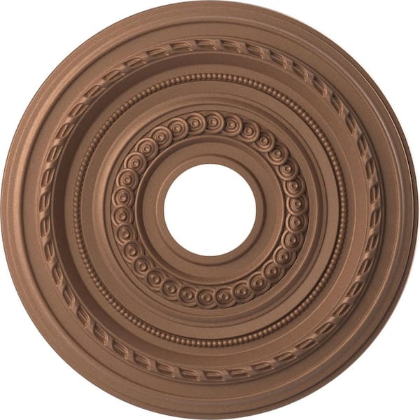 Ekena Millwork 16" O.D. x 3-1/2" I.D. x 1" P Cole Thermoformed PVC Ceiling Medallion (Fits Canopies up to 4-1/2") in Aged Copper