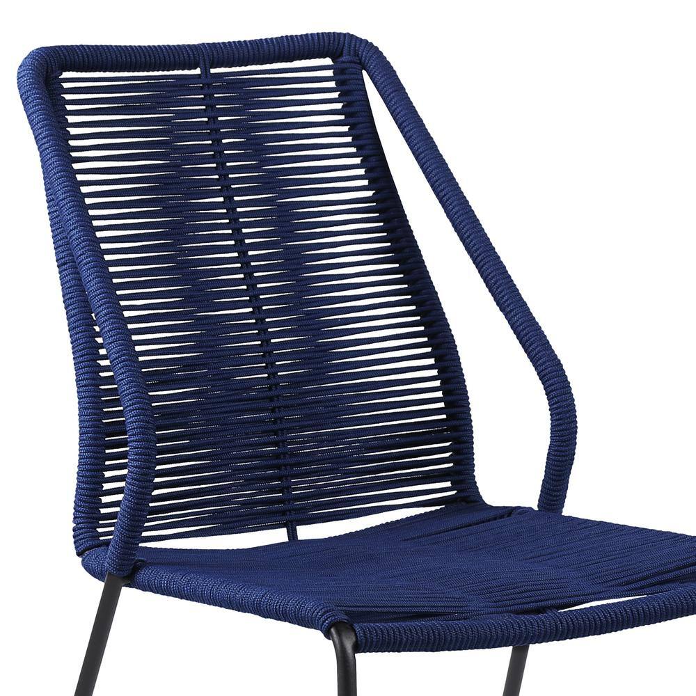 Clip 22" Blue Steel and Rope Armless Side Chairs - Set of 2