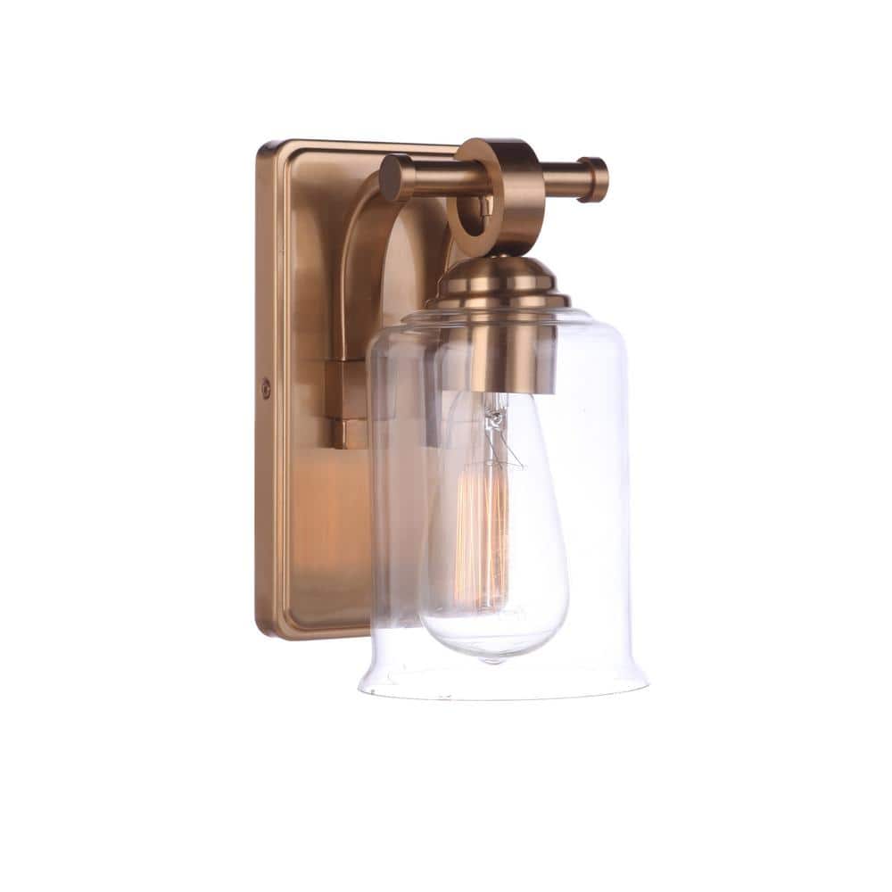 Elegant Romero Satin Brass Wall Sconce with Clear Glass Globe