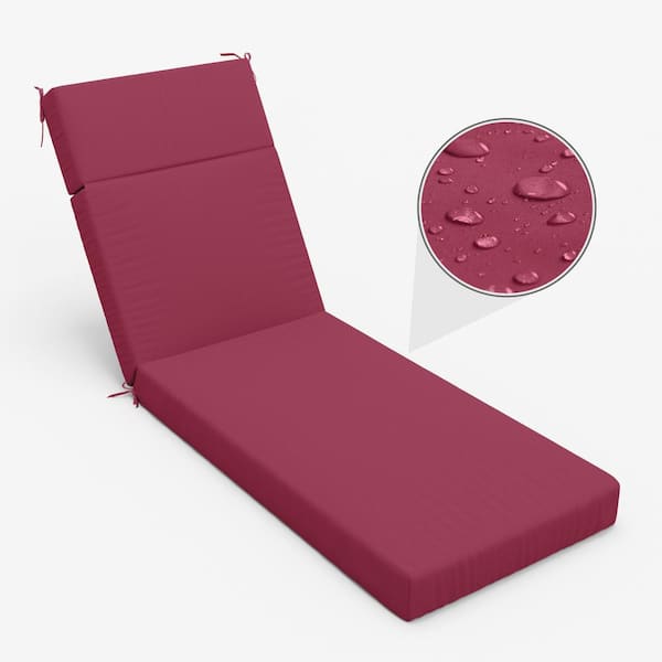 Kimunuk 80 in. x 26 in. x 4 in. Outdoor Water-Resistant Replacement Chaise Lounge Seat Cushion Fuchsia Red