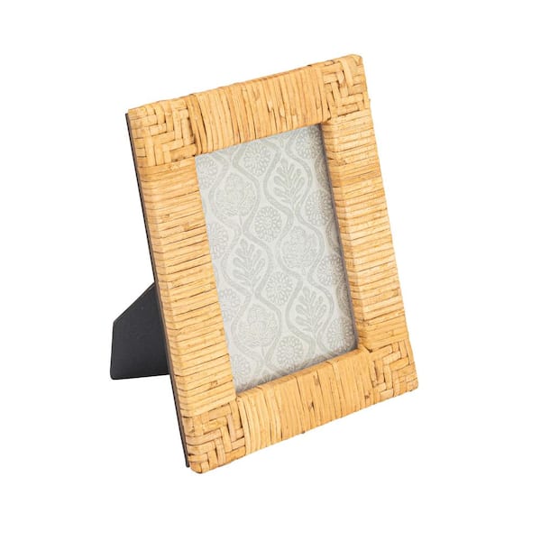 Storied Home 5 in. W. x 7 in. Natural Handwoven Rattan Picture Frame