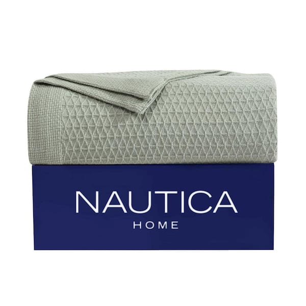 Nautica Baird 1-Piece Green Cotton Twin Dobby Blanket