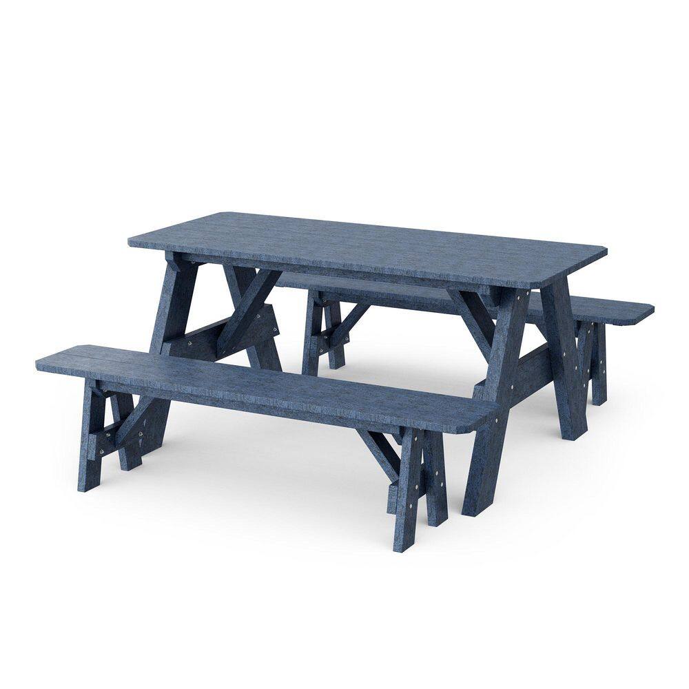 Heritage 72 in. Patriot Blue Rectangle HDPE Plastic Picnic Table with Detached Benches Seats 6 People price history on PriceWatchPro