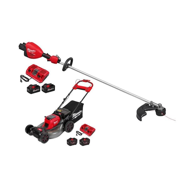 M18 FUEL 18V Brushless Cordless 17 in. Dual Battery Straight Shaft String Trimmer w/Mower, (4) Battery, (2) Charger