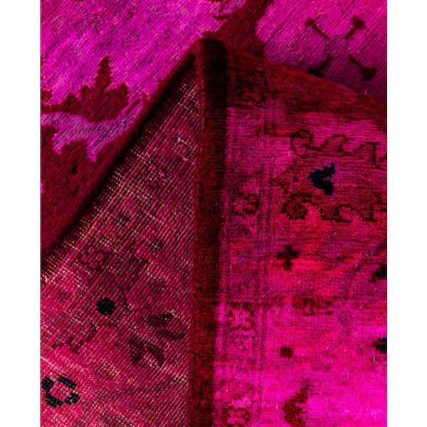 Overdyed Pink 3 ft. x 10 ft. Solid Wool Indoor Runner Rug