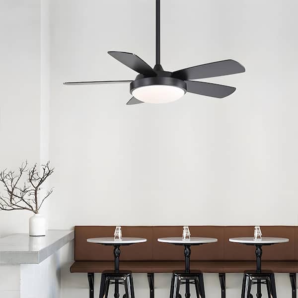 42 in. Indoor Black Color Changing Downrod Mount Standard Ceiling Fan with 5-Blade Reversible DC Motor Remote Control