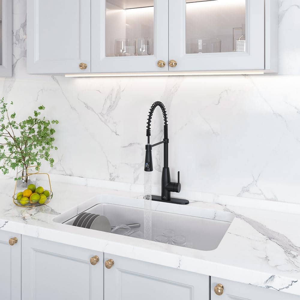 Matte Black Stainless Steel Pull Down Sprayer Kitchen Faucet