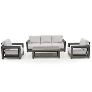 PureForm 4-Piece Aluminum Conversation Seating Set with Gray Cushions