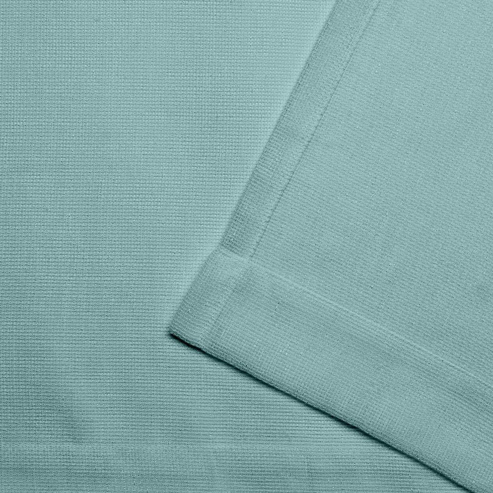 Teal and Cloud Gray Semi-Sheer Polyester Grommet Window Panels, 54x96