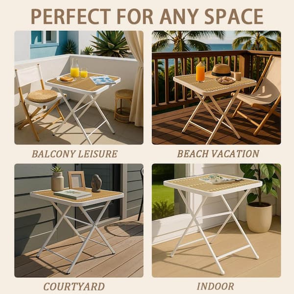 GEEKFIELD MIL KHAKI × SC SLIDE TOP TABLE 27.56 in. Metal and Plastic Modern Folding Square Table-Indoor and